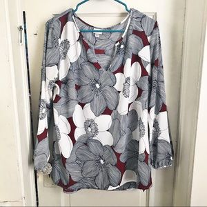 Floral 3/4 Length Sleeve Blouse